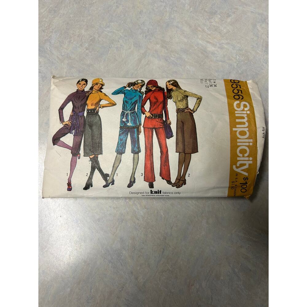Vintage 1970's Simplicity Pattern #9556 Pants Knickers Gauchos Top‎ Miss Size 14